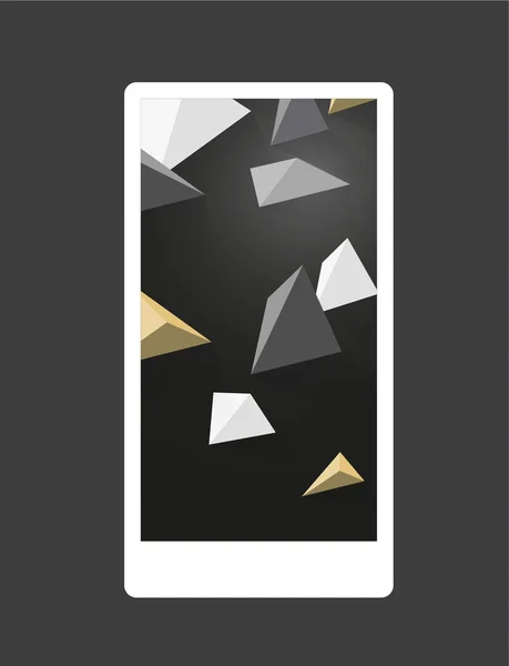 Abstract Dark Background Gray Golden Triangles Mobile Phone Background — Stock Vector