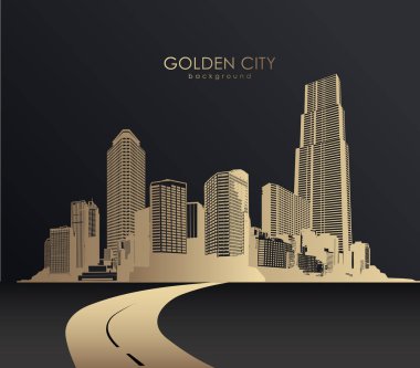 Altın cityscape gökdelenler ile.