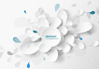 Daireler ile soyut çiçek beyaz ve gri arka plan.