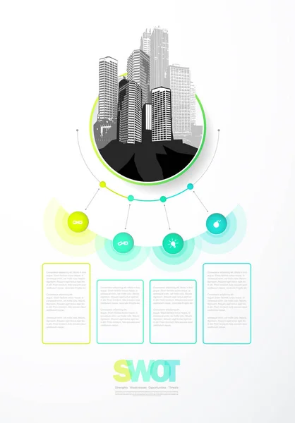 Swot Fortalezas Debilidades Oportunidades Amenazas Estrategia Empresarial Mapa Mental Concepto — Archivo Imágenes Vectoriales