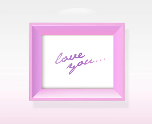 Vector Gouden Achtergrond Foto Frame Met Love You Slogan — Stockvector