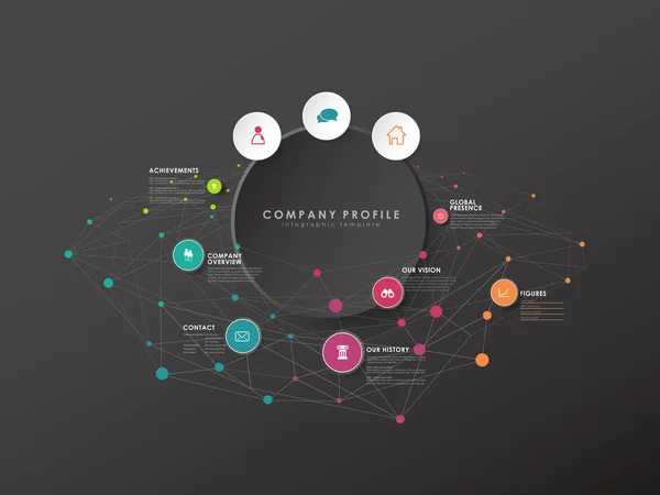 Illustration Des Étapes Progression Vecteur Cercle Coloré Avec Des Icônes — Image vectorielle