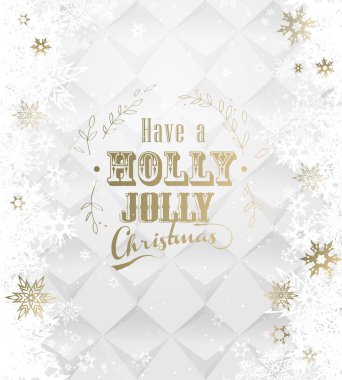 Noel ışık vektör arka plan illüstrasyon kar taneleri ve altın Merry Christmas metin