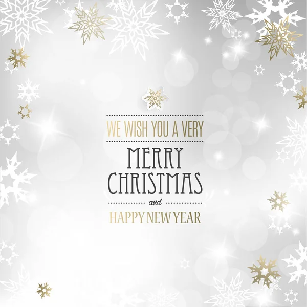 Illustration Fond Vectorielle Lumière Noël Avec Flocons Neige Texte Joyeux — Image vectorielle