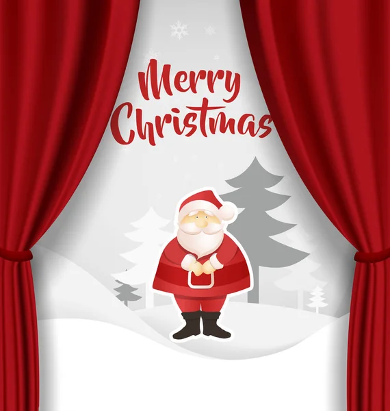 Paesaggio Natale Vettore Sfondo Illustrazione Con Piedi Babbo Natale Davanti — Vettoriale Stock