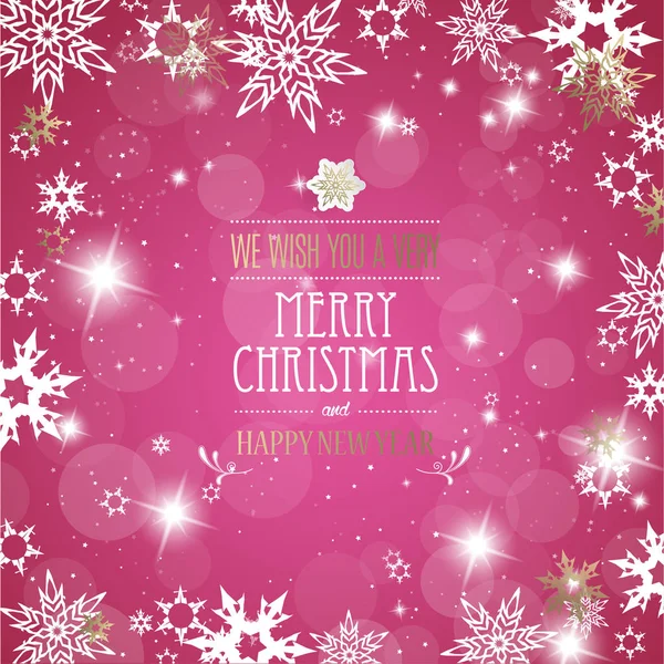 雪と白いメリー クリスマス テキスト クリスマス紫ベクトル背景イラスト — ストックベクタ