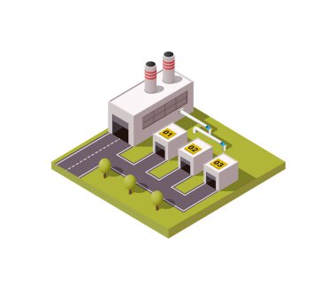 Sadece düşük poli vektör çizim endüstriyel genel fabrika arka plan.