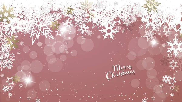 Christmas Pink Vector Background Illustration Snowflakes White Merry Christmas Text — Stock Vector