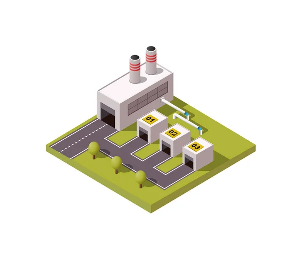 Gewoon Laag Poly Vector Illustratie Achtergrond Van Industriële Algemene Fabriek — Stockvector