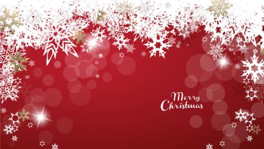 Noel altın vektör arka plan illüstrasyon kar taneleri ve Merry Christmas metin