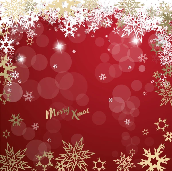 Natale Vettoriale Oro Sfondo Illustrazione Con Fiocchi Neve Testo Buon — Vettoriale Stock