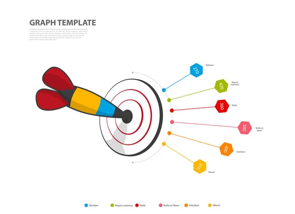 Infográfico Ilustração Vetor Fundo Colorido Dartboard Com Dardo Atingiu Alvo — Vetor de Stock