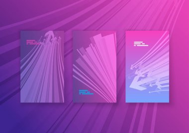 Beyaz şeffaf ok işaretleri ile soyut renkli web afiş kümesi. 