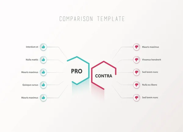 Pros and Contras comparison vector template light vector templat — Stock Vector