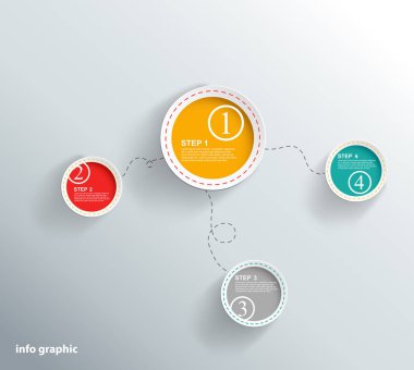 Renkli çevrelerle İnfografik illüstrasyon vektör arka plan
