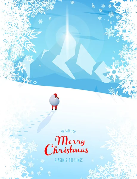 Paisaje de montaña de invierno con Santa Claus y Merry Chr — Archivo Imágenes Vectoriales