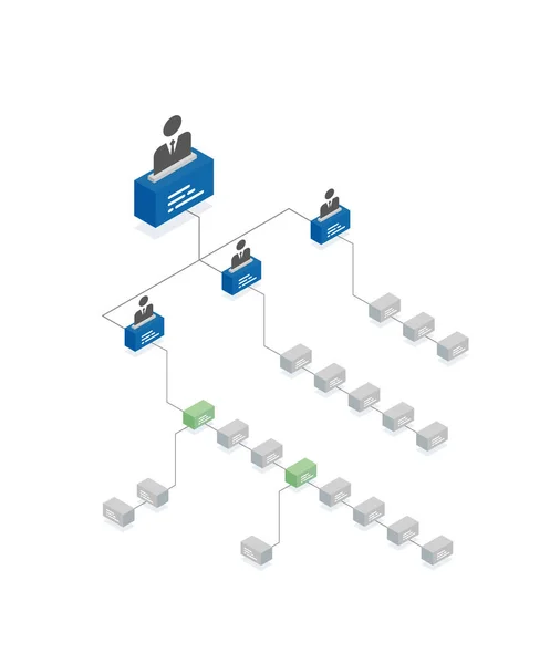 具有简单管理器图标的等轴测组织结构图模板 — 图库矢量图片