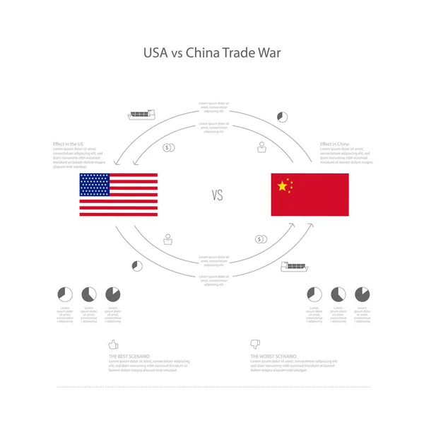 Wij - China handelsoorlog vector sjabloon voor prestaties. Stockillustratie