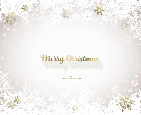 メリークリスマスベクトルイラストともに多くの雪の結晶 — ストックベクタ
