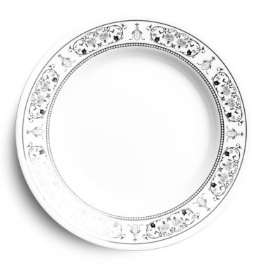 Kırpma yolu ile beyaz arka plan üzerinde izole boş seramik tabak.