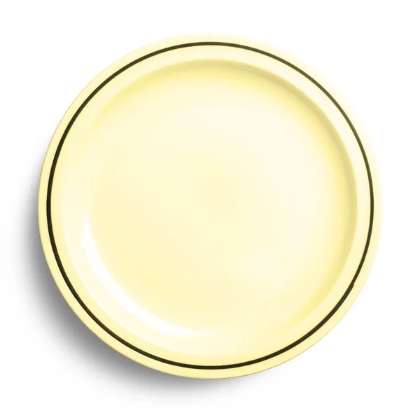 Empty Ceramic Plate Isolated White Background Clipping Path — Stock Photo, Image