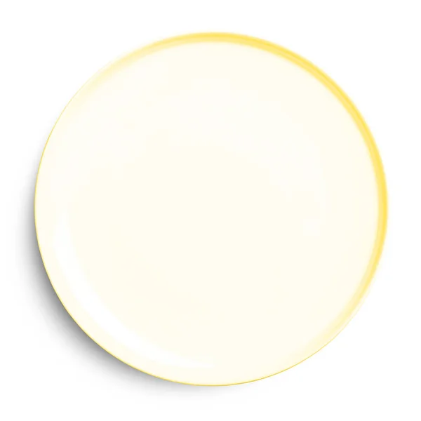 Placa Cerâmica Vazia Isolada Fundo Branco Com Caminho Recorte — Fotografia de Stock