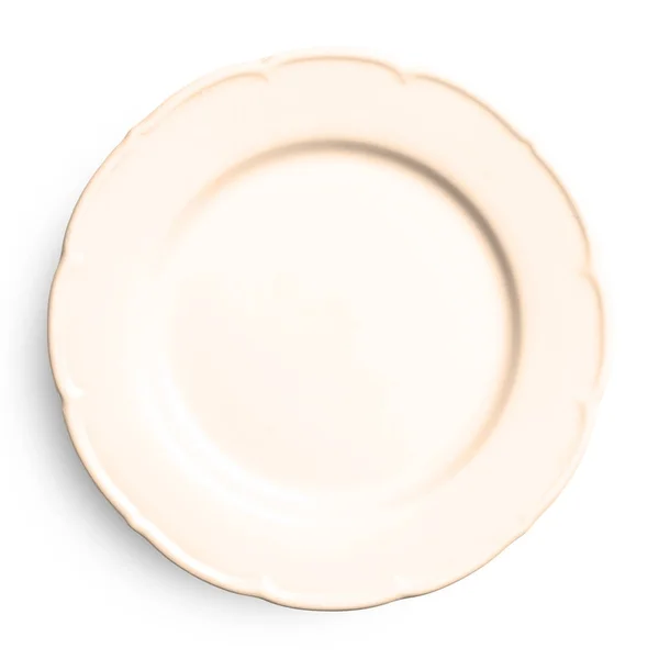 Empty Ceramic Plate Isolated White Background Clipping Path — Stock Photo, Image