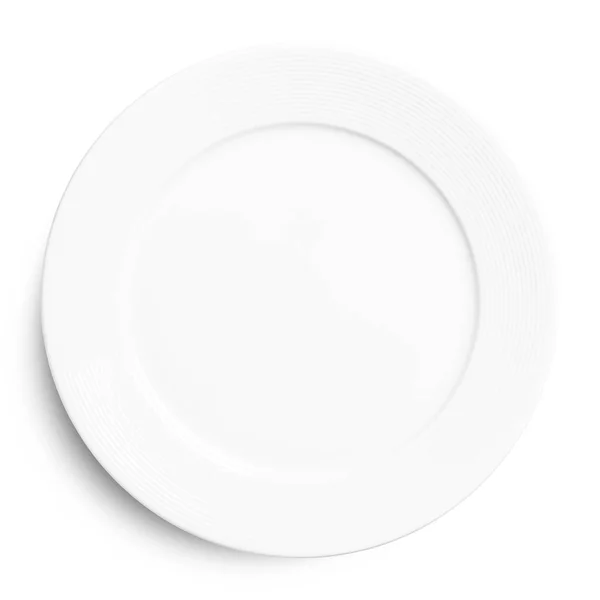 Empty Ceramic Plate Isolated White Background Clipping Path — Stock Photo, Image