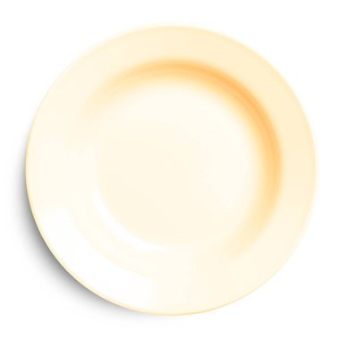 Beyaz arka plan üzerinde üstten görünüm izole boş seramik tabak  