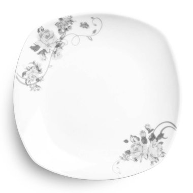 Beyaz arka plan üzerinde üstten görünüm izole boş seramik tabak  