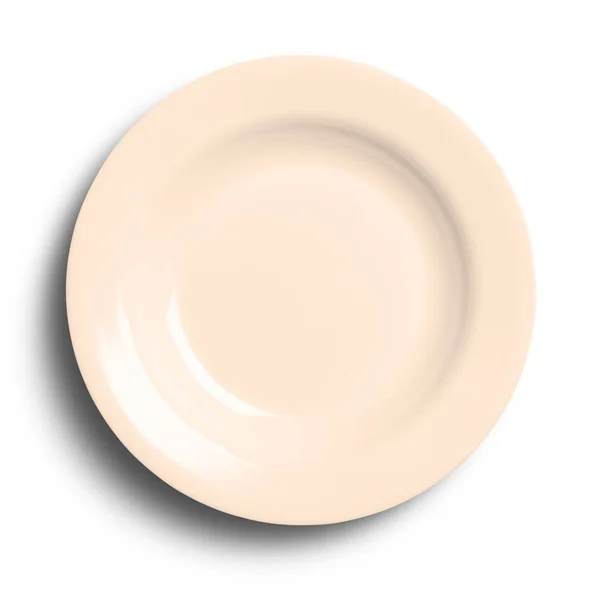 Empty Ceramic Plate Isolated White Background Top View — Stock Photo, Image