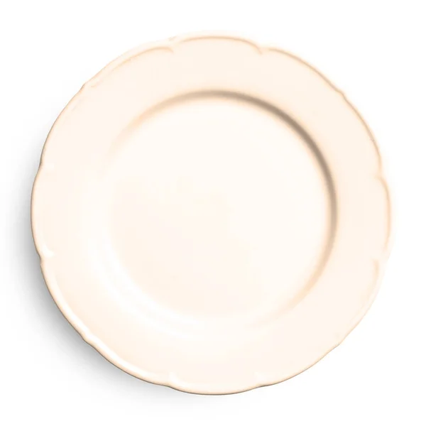 Empty Ceramic Plate Isolated White Background Top View — Stock Photo, Image