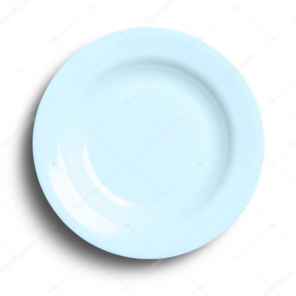 Empty ceramic plate isolated on white background, top view  
