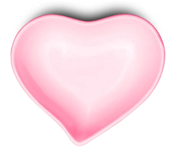 Piastra rossa a forma di cuore isolato su sfondo bianco . — Foto Stock