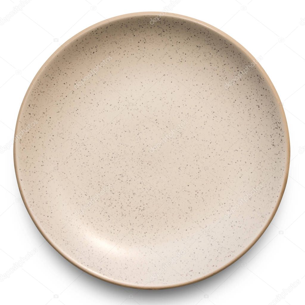 Brown plate isolated on white background.
