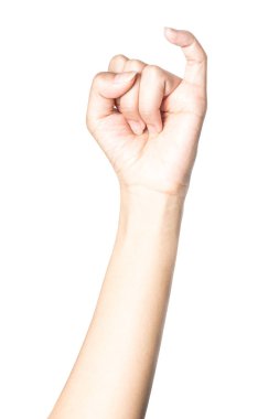 Kırpma yolu ile beyaz arka planda izole küçük parmak yakın.