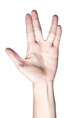 El açın ve yardım veya almak için hazır. Kırpma yolu ile beyaz arka plan üzerinde izole jest. Yardım için kurtuluş uzanmış eli.