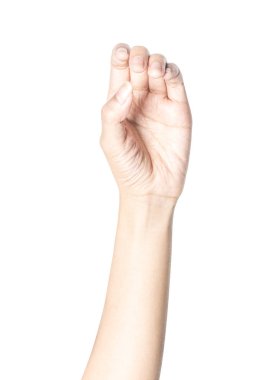 Bir şey gibi bir şişe tutan el kadar kapatın veya kırpma yoluyla izole üzerinde beyaz arka plan olabilir.