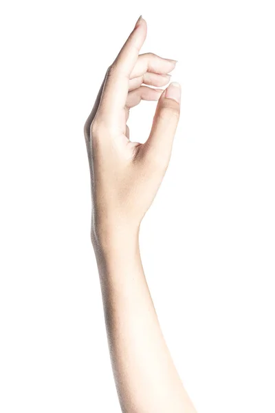Hand Open Ready Help Receive Gesture Isolated White Background Clipping — Stock Photo, Image