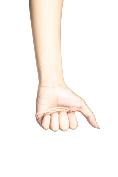 Closeup Hand Showing Thumbs Sign Isolated White Background Clipping Path — Stock Photo, Image