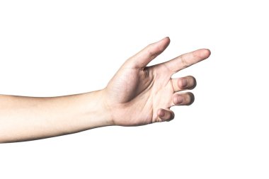 El açın ve yardım veya almak için hazır. Whit üzerinde izole jest