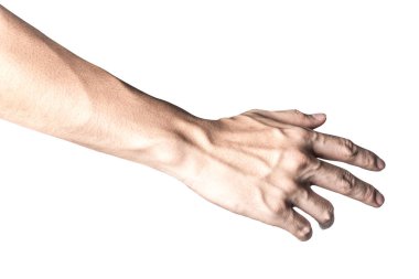 El açın ve yardım veya almak için hazır. Whit üzerinde izole jest