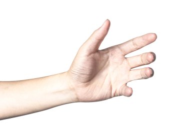 El açın ve yardım veya almak için hazır. Whit üzerinde izole jest
