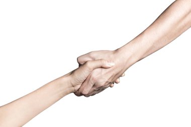 El açın ve yardım veya almak için hazır. Whit üzerinde izole jest