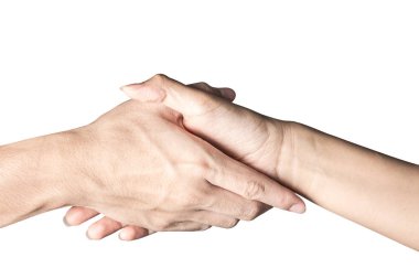 El açın ve yardım veya almak için hazır. Whit üzerinde izole jest