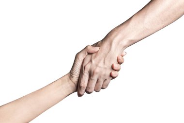 El açın ve yardım veya almak için hazır. Whit üzerinde izole jest