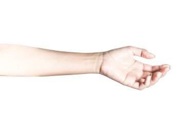 El açın ve yardım veya almak için hazır. Whit üzerinde izole jest