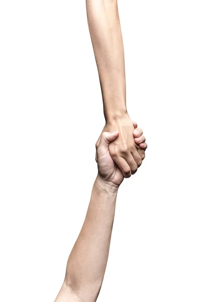 Hand open and ready to help or receive. Gesture isolated on whit — Stock Photo, Image