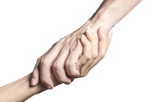 Hand open and ready to help or receive. Gesture isolated on whit — Stock Photo, Image