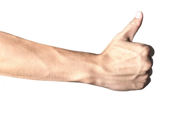 Ruka ukazuje palec nahoru znamení — Stock fotografie
